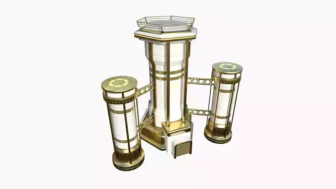 SciFi Facility A11 Gold - Sci Fi Exterior Design Low-poly 3D model