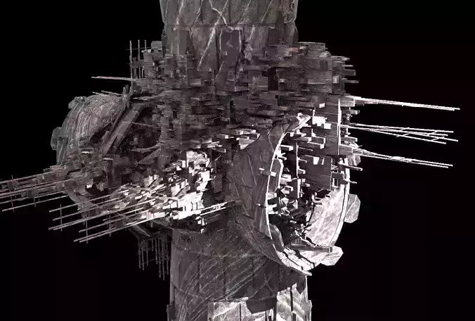 Mega Sci-Fi city Prison ship Kitbash  3D model