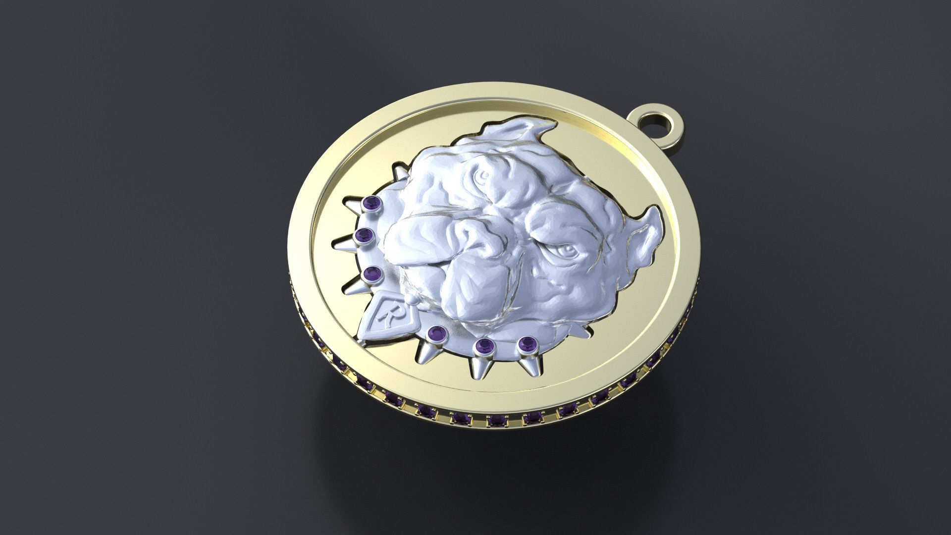 Pitbull pendant with stones for CNC or 3D printer 3D print model_4