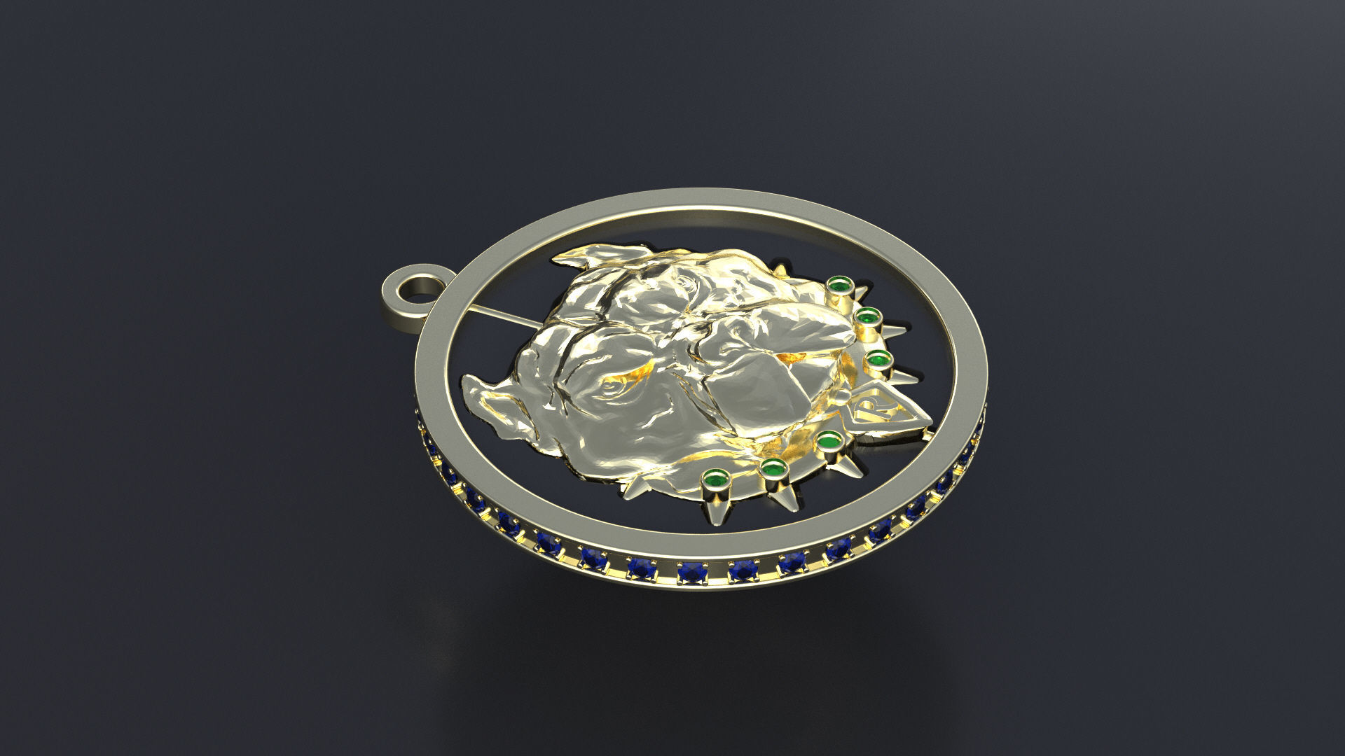 Pitbull pendant with stones for CNC or 3D printer 3D print model_8