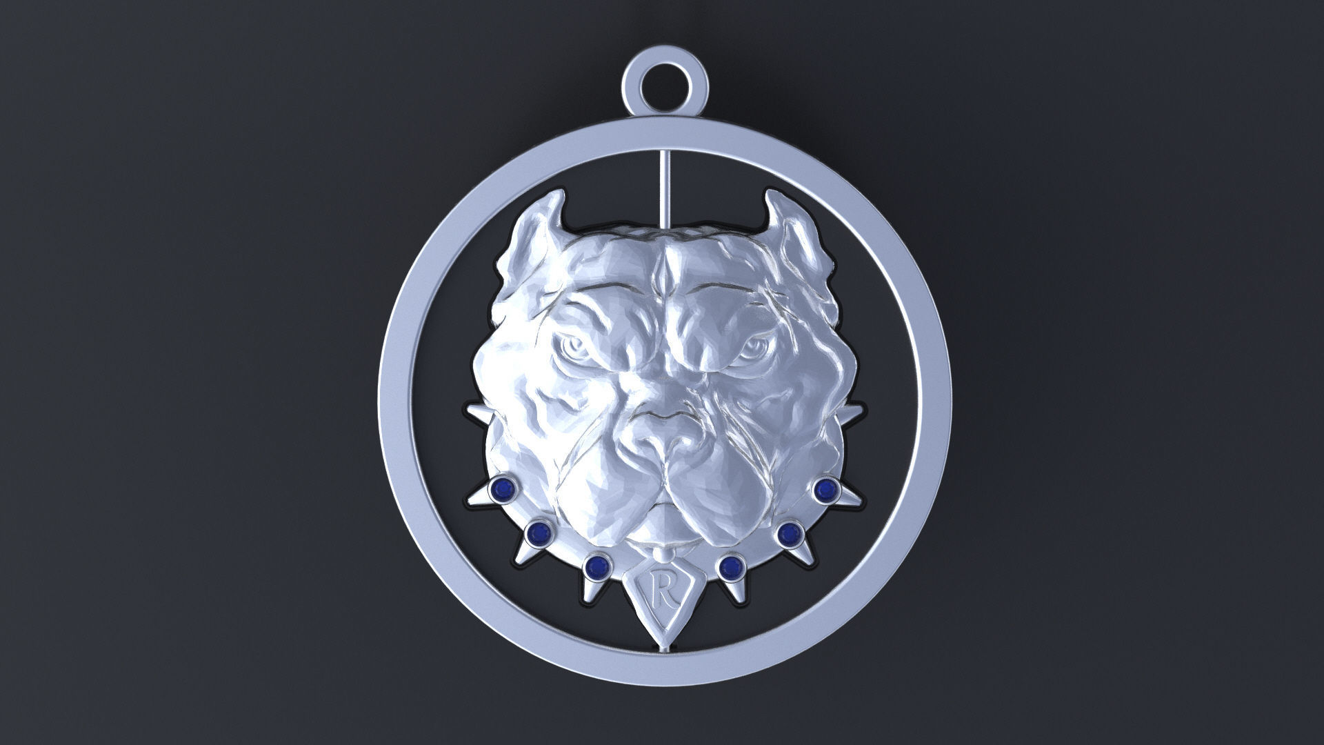 Pitbull pendant with stones for CNC or 3D printer 3D print model_10