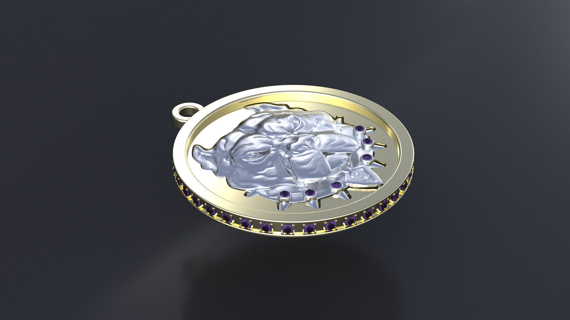 Pitbull pendant with stones for CNC or 3D printer 3D print model_5