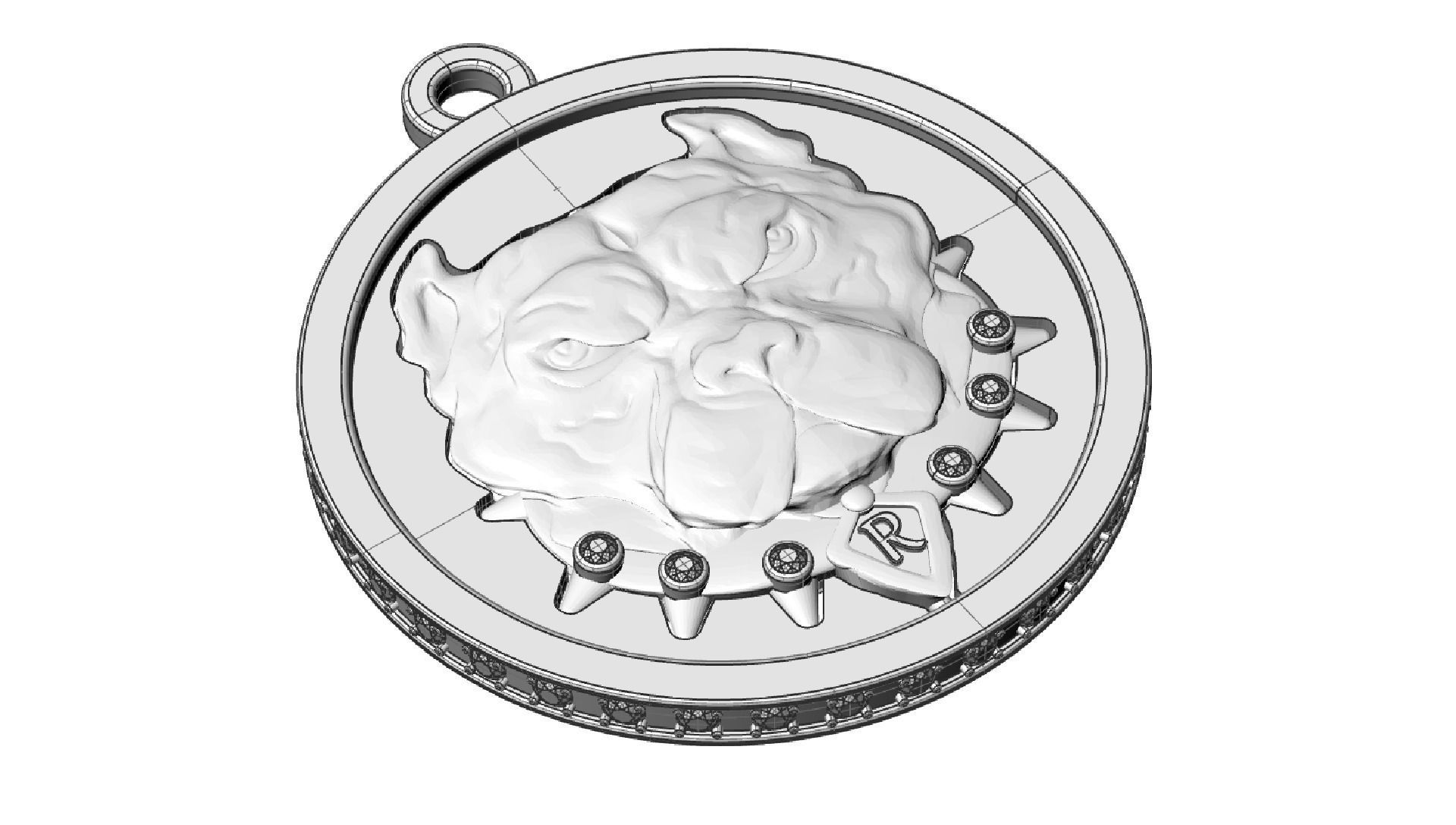 Pitbull pendant with stones for CNC or 3D printer 3D print model_2