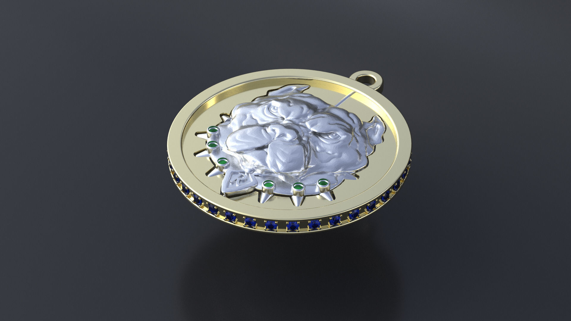 Pitbull pendant with stones for CNC or 3D printer 3D print model_6