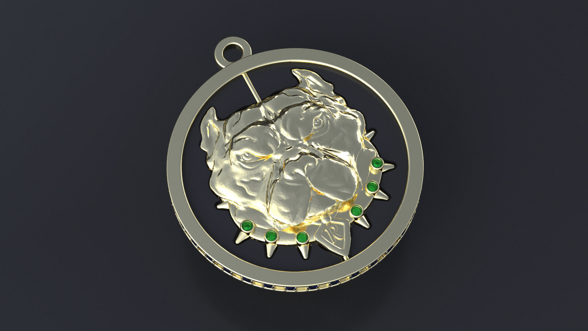 Pitbull pendant with stones for CNC or 3D printer 3D print model_9