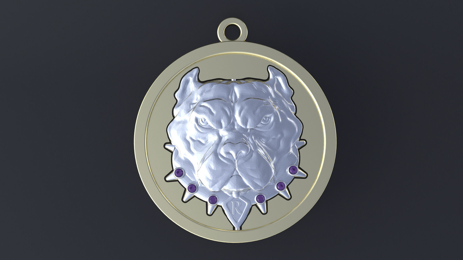 Pitbull pendant with stones for CNC or 3D printer 3D print model_1