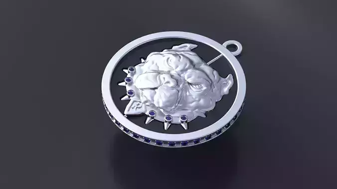  Pitbull pendant with stones for CNC or 3D printer 