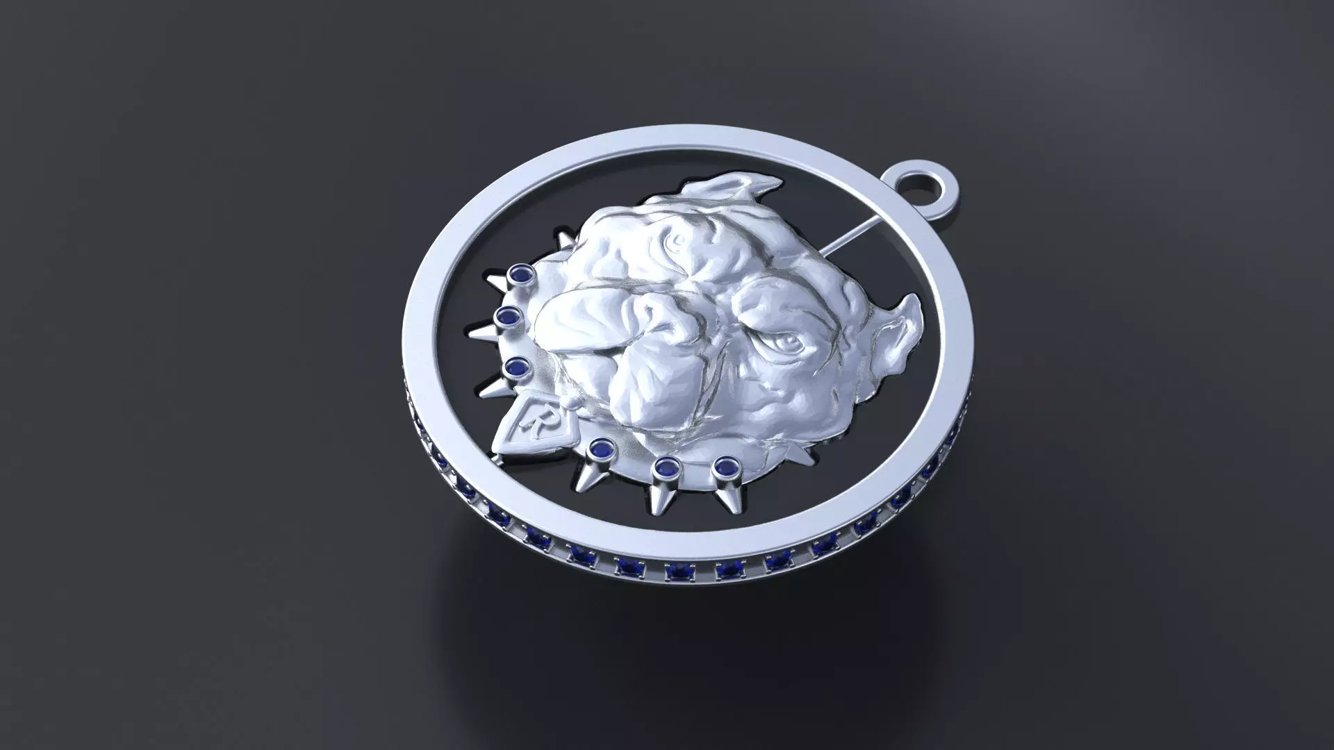 Pitbull pendant with stones for CNC or 3D printer 3D print model_0