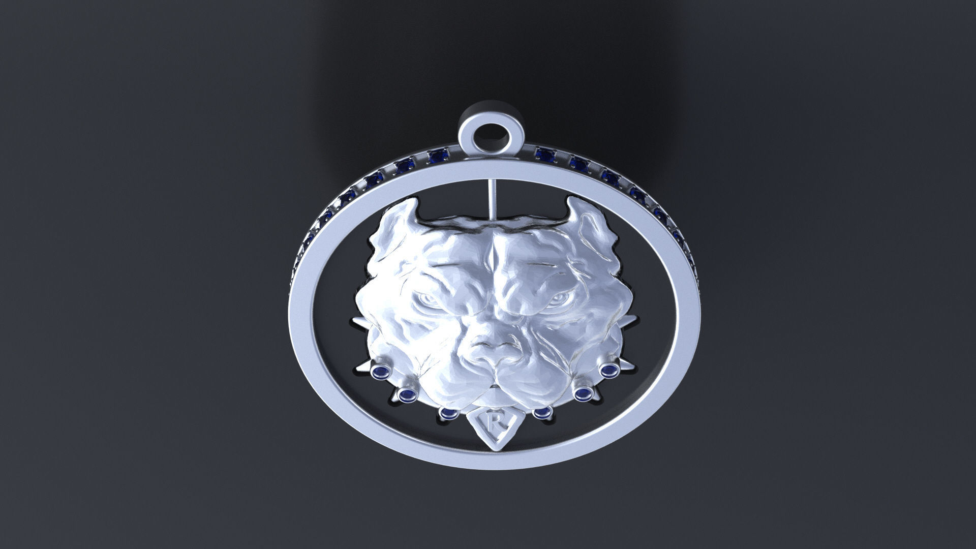 Pitbull pendant with stones for CNC or 3D printer 3D print model_11