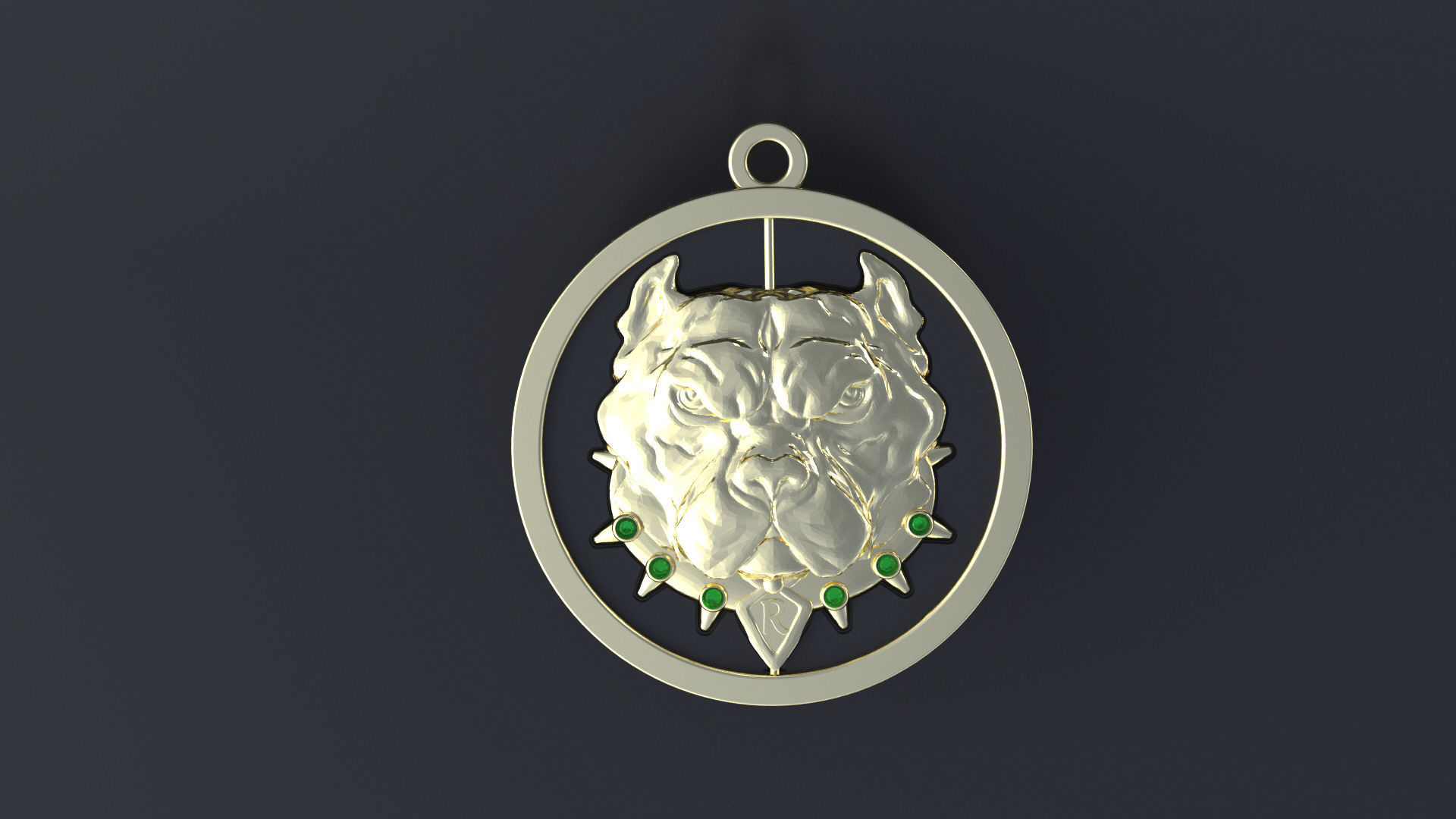 Pitbull pendant with stones for CNC or 3D printer 3D print model_7