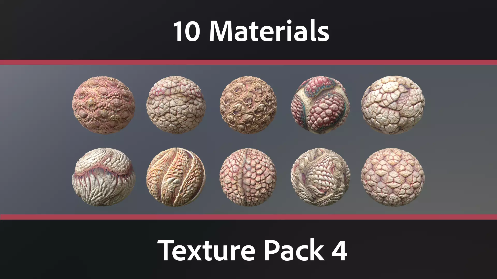 10 Materials Skin Monster Seamless PBR Pack 4 Texture_0