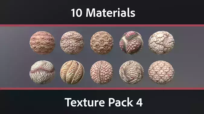 10 Materials Skin Monster Seamless PBR Pack 4 Texture