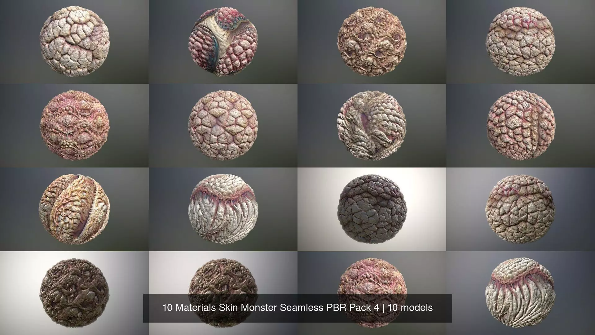10 Materials Skin Monster Seamless PBR Pack 4 Texture_1