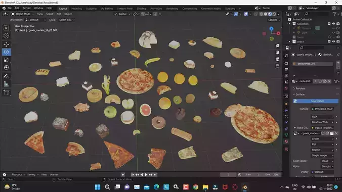 Food asset library 3D Models for blender Low-poly 3D model