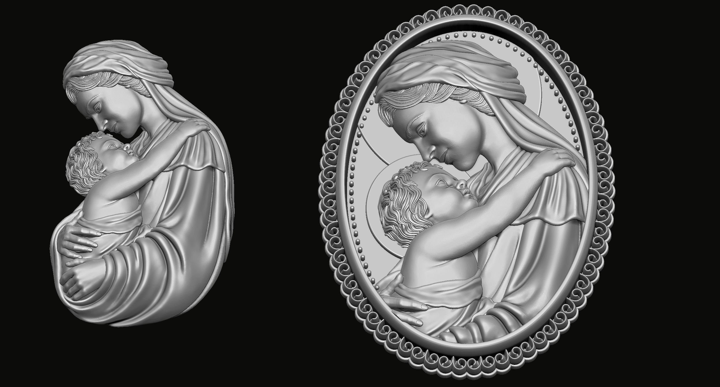 Mary with Baby Jesus  3D print model 3D print model_4