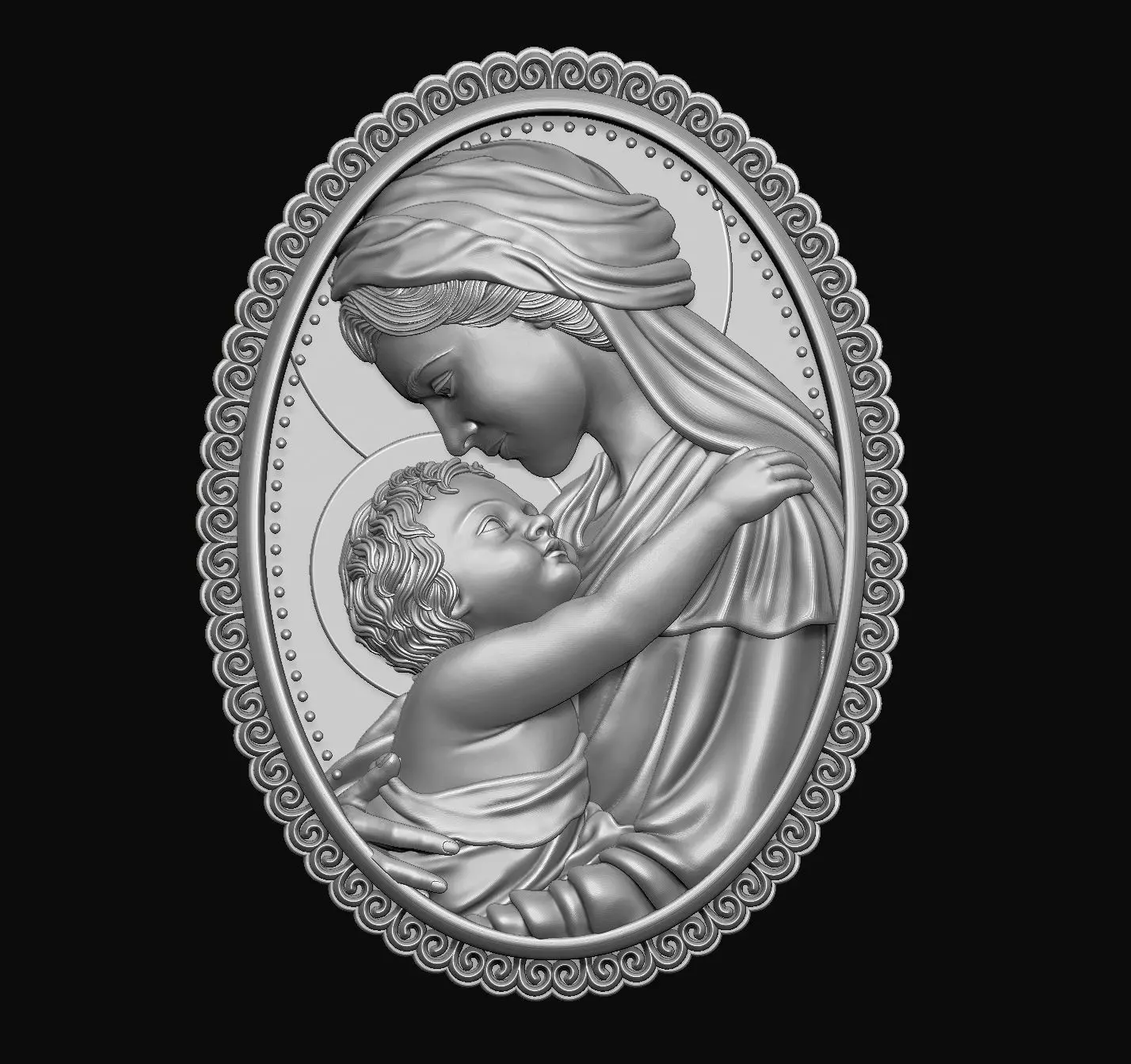 Mary with Baby Jesus  3D print model 3D print model_0