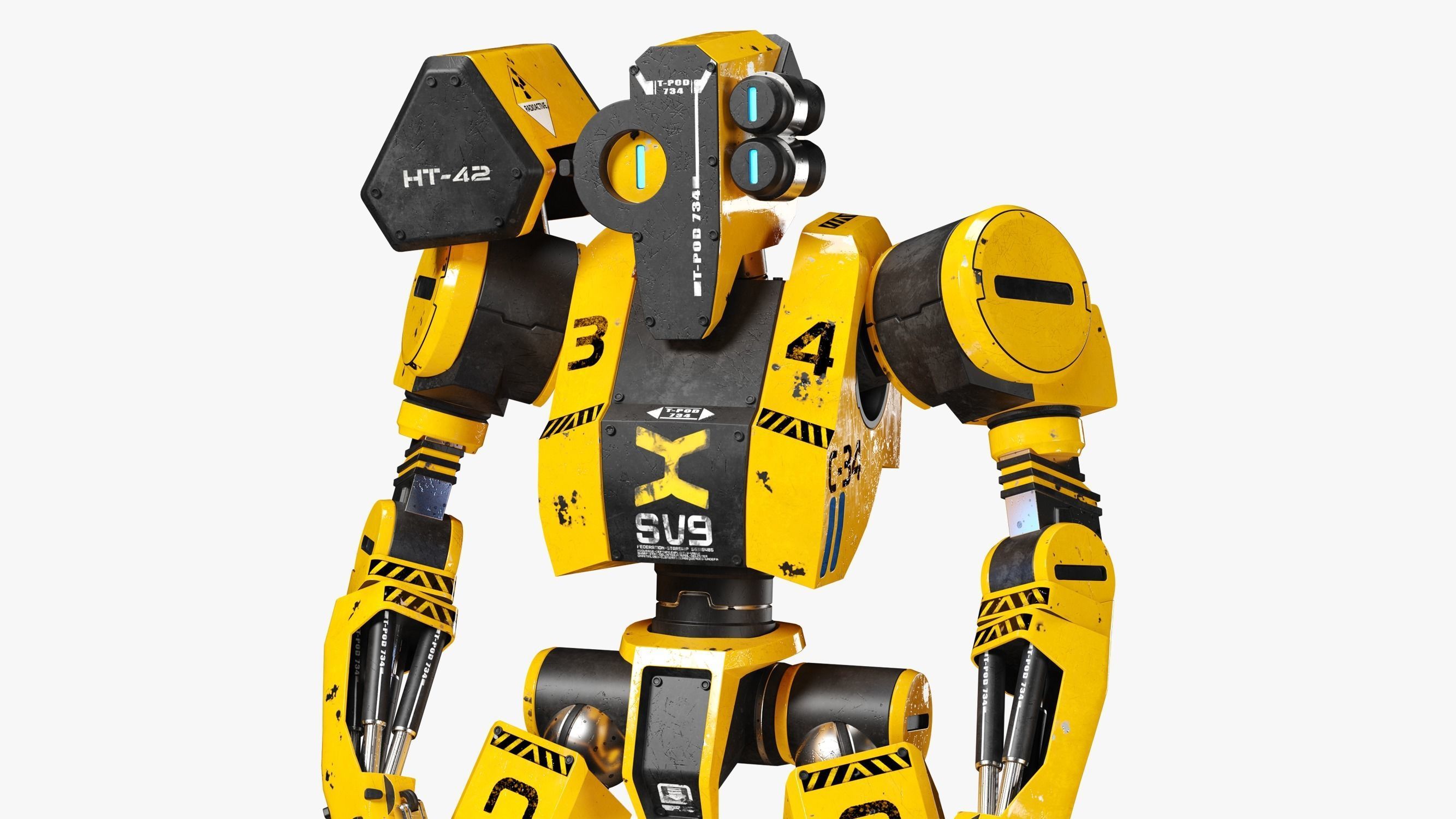 Worker Robot 3DS Max 3D model_4