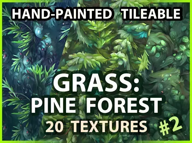 Grass Pine Forest Floor --20 TEXTURES-- Hand-painted --PACK 2---