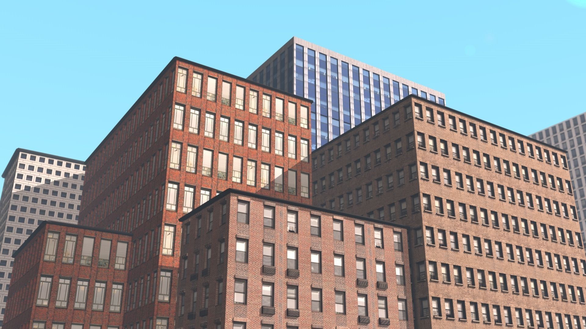 New York Buildings Pack - FBX OBJ - Low Poly 3D Model Low-poly 3D model_1