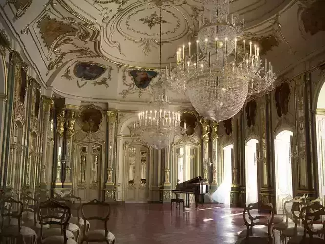 Baroque Hall With Piano And Chairs 3D model