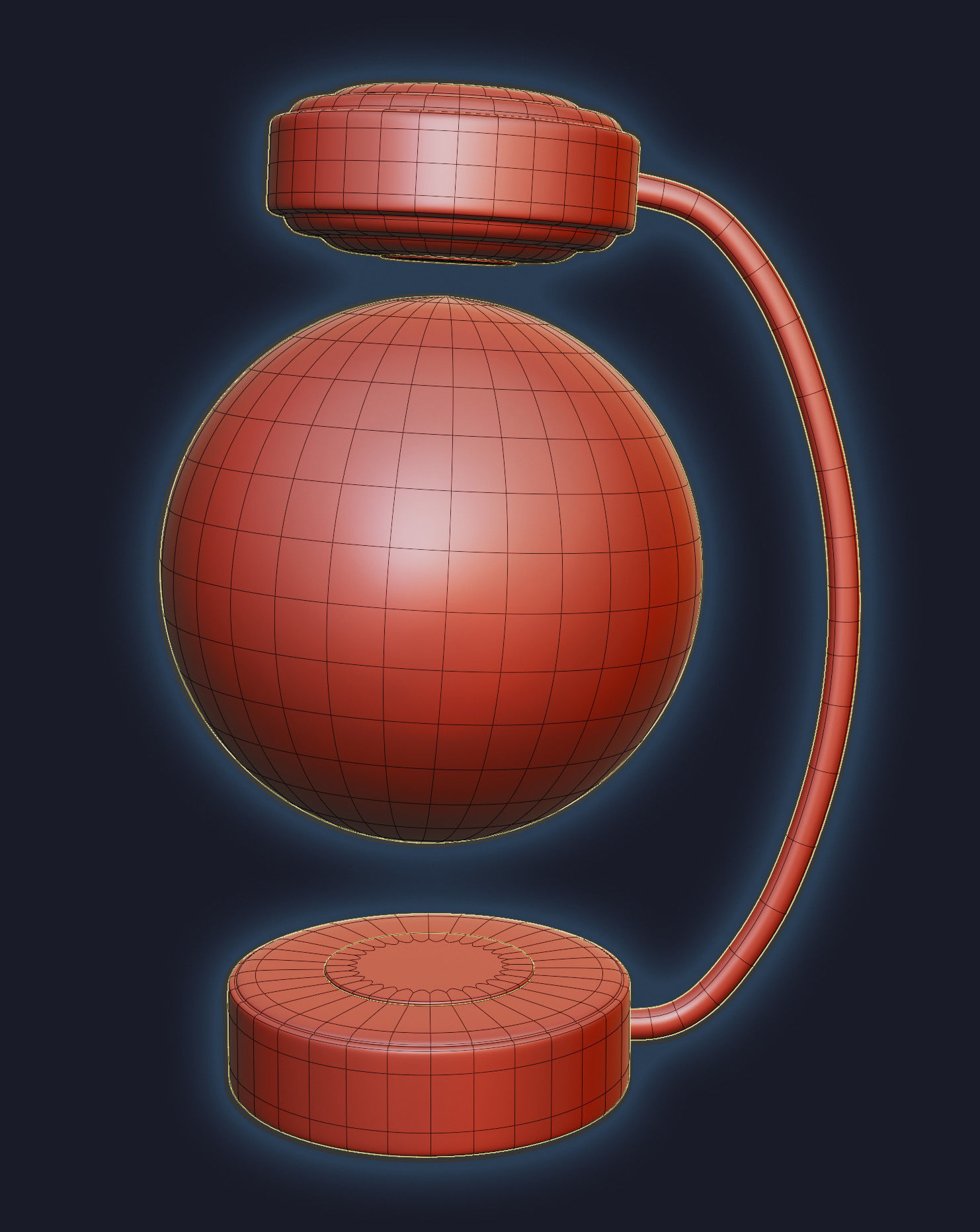 Levitating moon lamp Low-poly 3D model_2