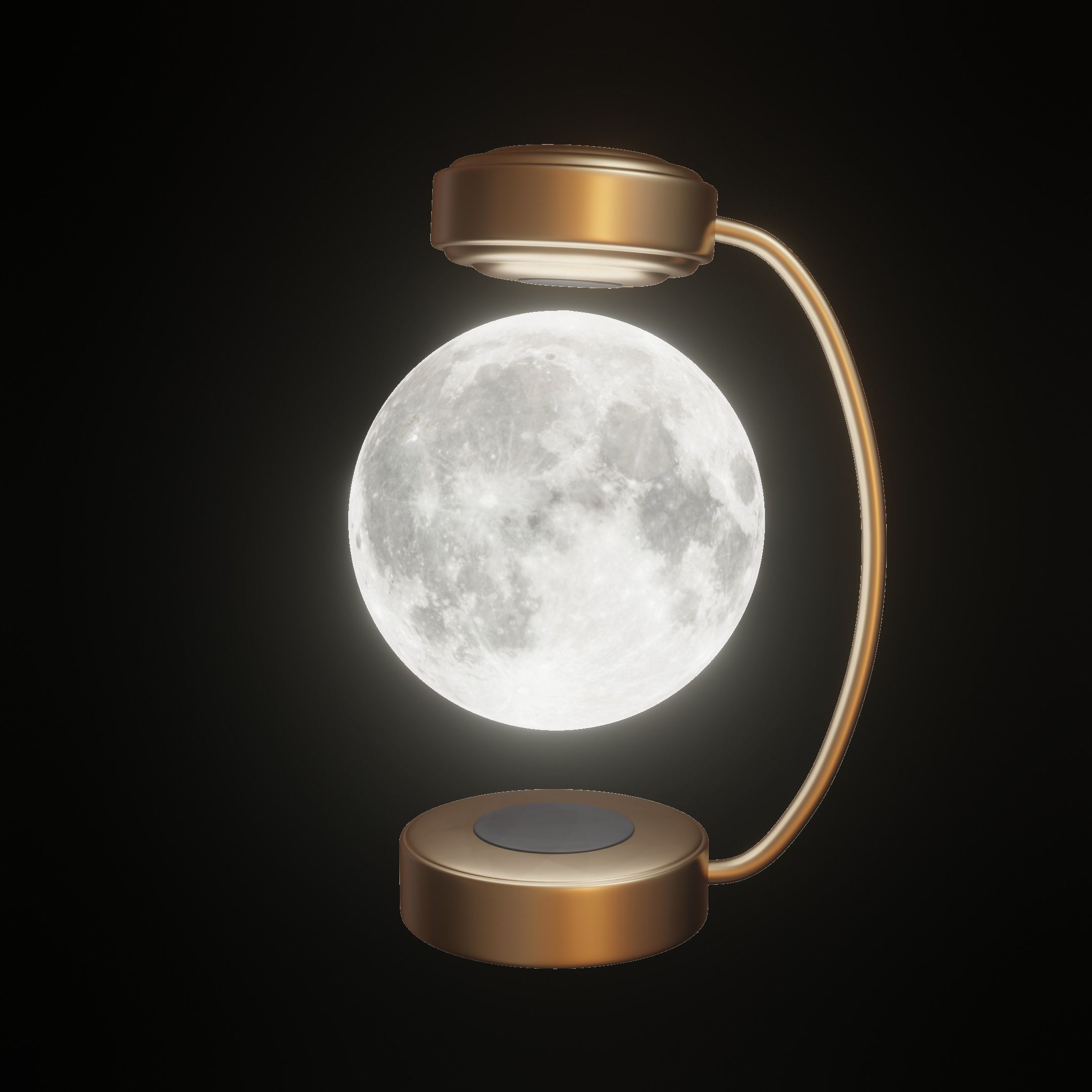 Levitating moon lamp Low-poly 3D model_4