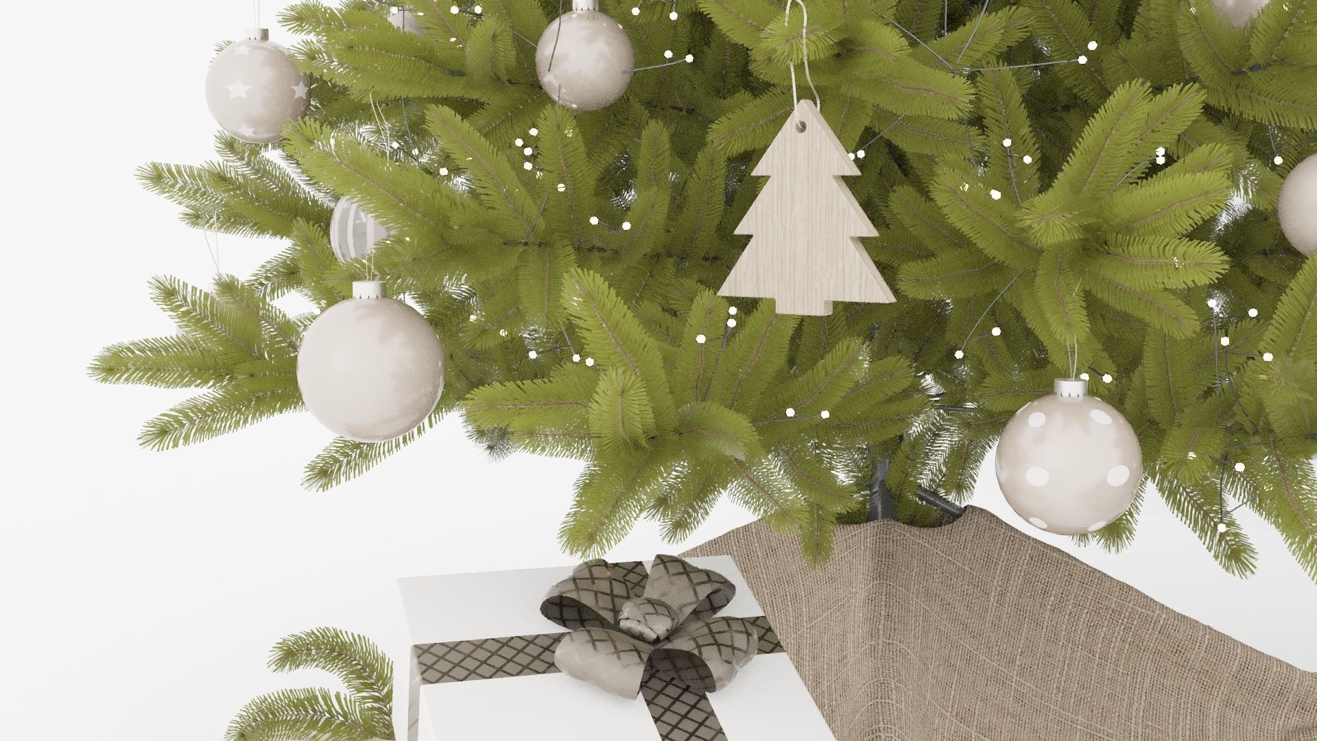 Set Christmas tree 12 wtih fireplace and garland mistletoe 2017 3D model_3