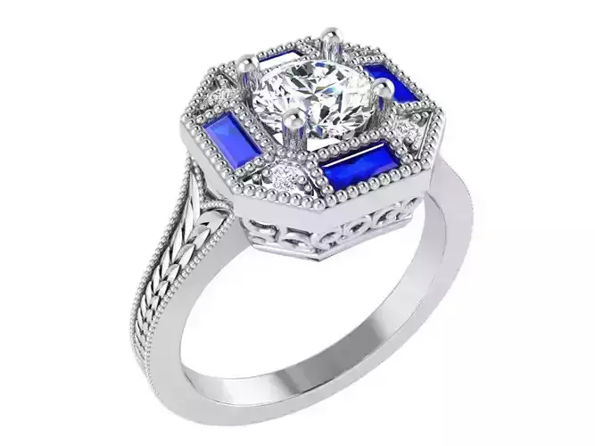Custom Emerald Sapphire ring 3219 3D print model