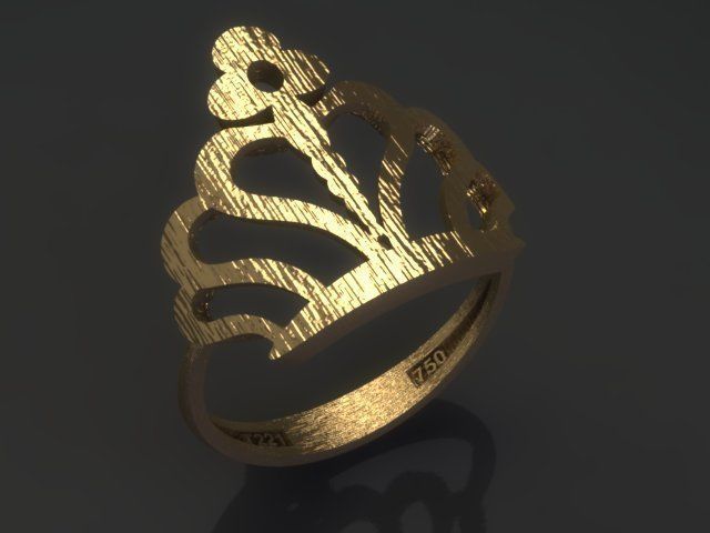Crown Ring 3D print model_2