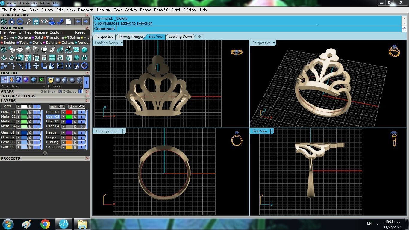 Crown Ring 3D print model_7
