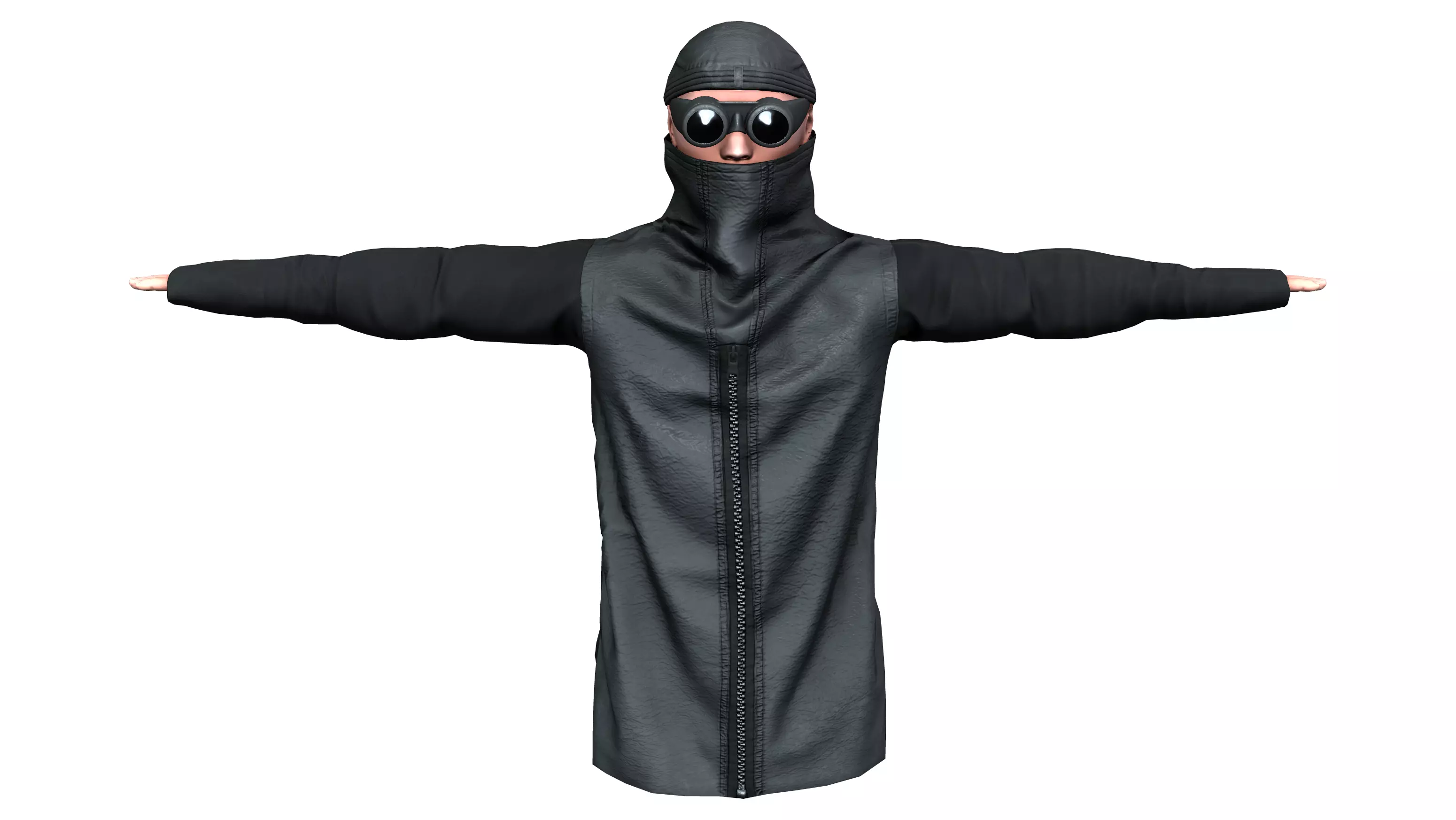 Futuristic Long Mask Neck Urban Male Top Low-poly 3D model