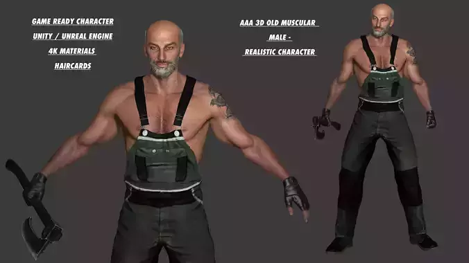 AAA 3D REALISTIC MALE CHARACTER - OLD MUSCULAR MAN