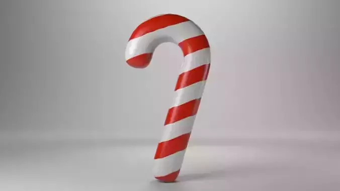 Low poly - Cute Candy Cane Free low-poly 3D model