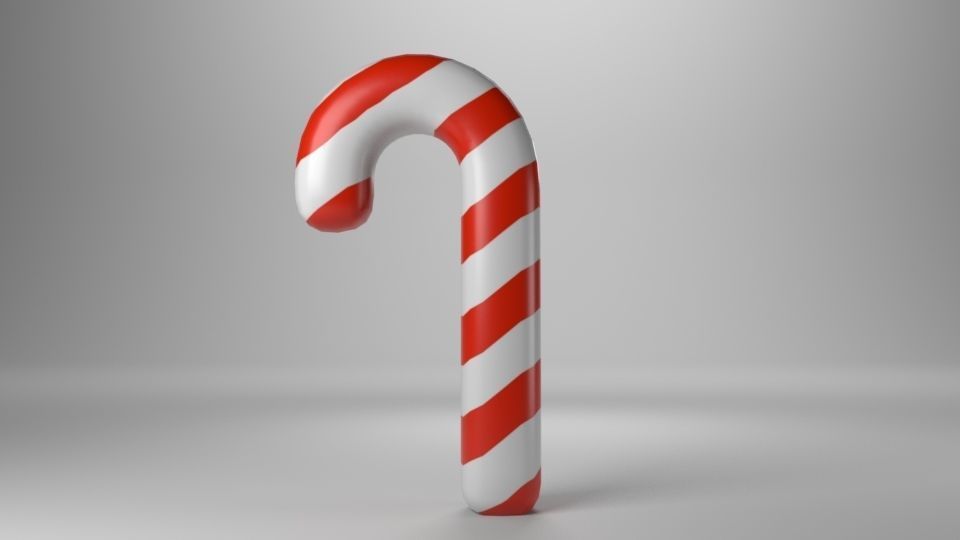 Low poly - Cute Candy Cane Free low-poly 3D model_2