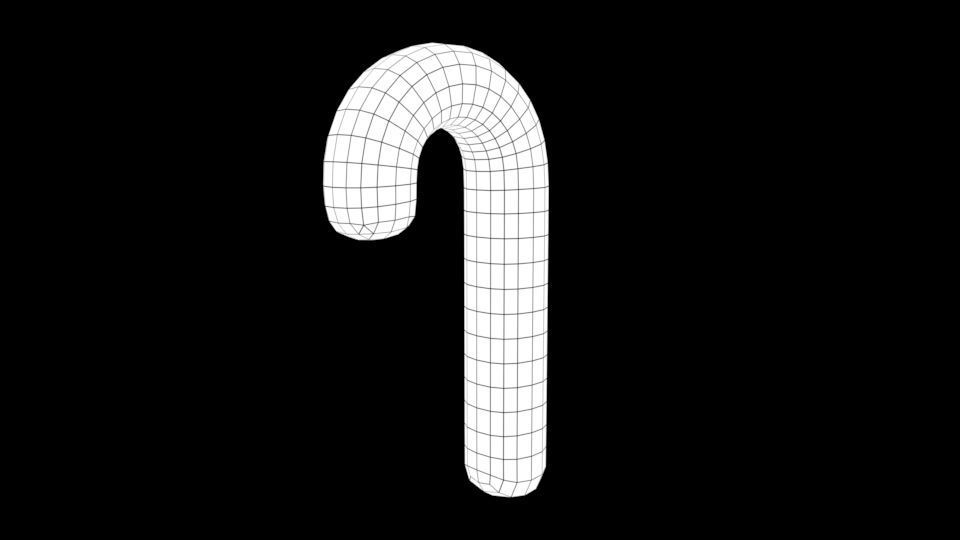 Low poly - Cute Candy Cane Free low-poly 3D model_5