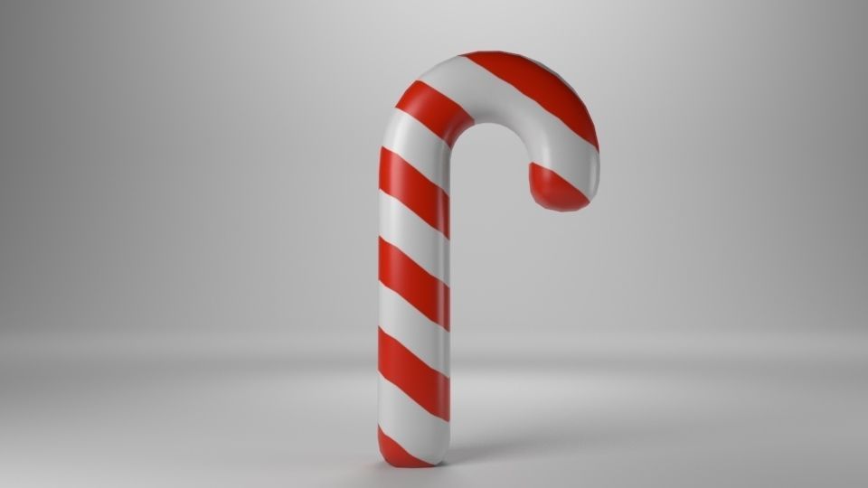 Low poly - Cute Candy Cane Free low-poly 3D model_4