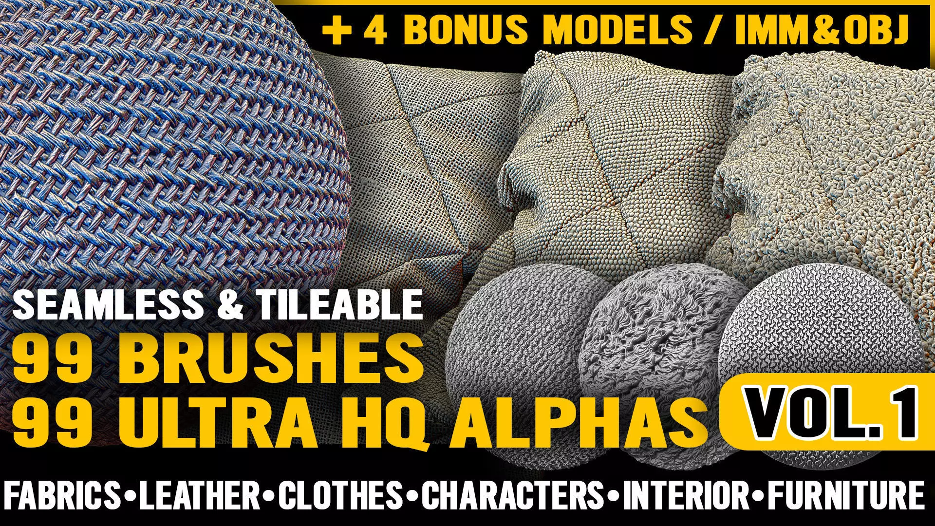 Ultra HQ Fabric Sculpt Zbrush brushes and Alphas Vol1 Low-poly 3D model