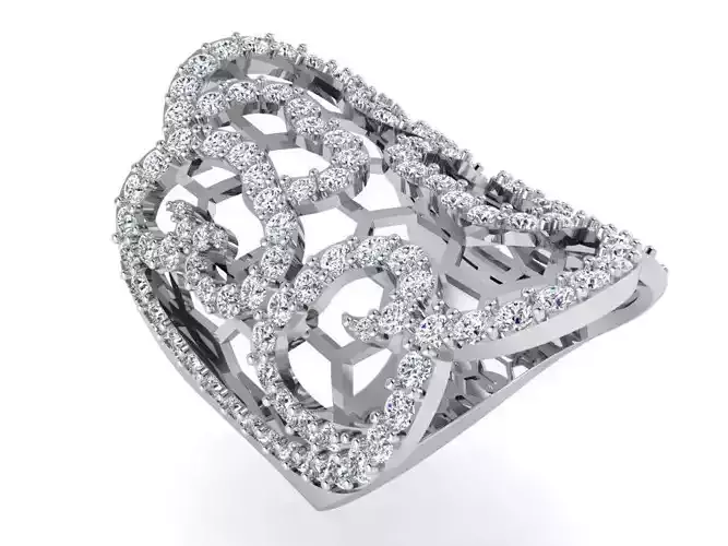 Bypass Peacock Tail Diamond Ring 3223 3D print model