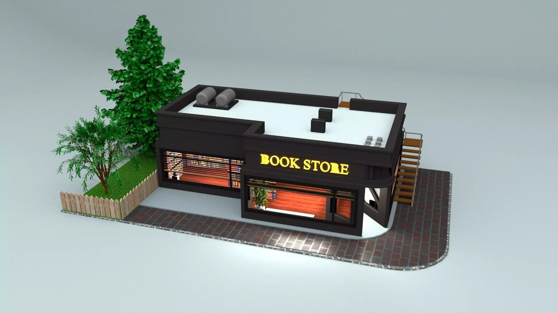 Stylized Book store Created in Maya Free 3D model