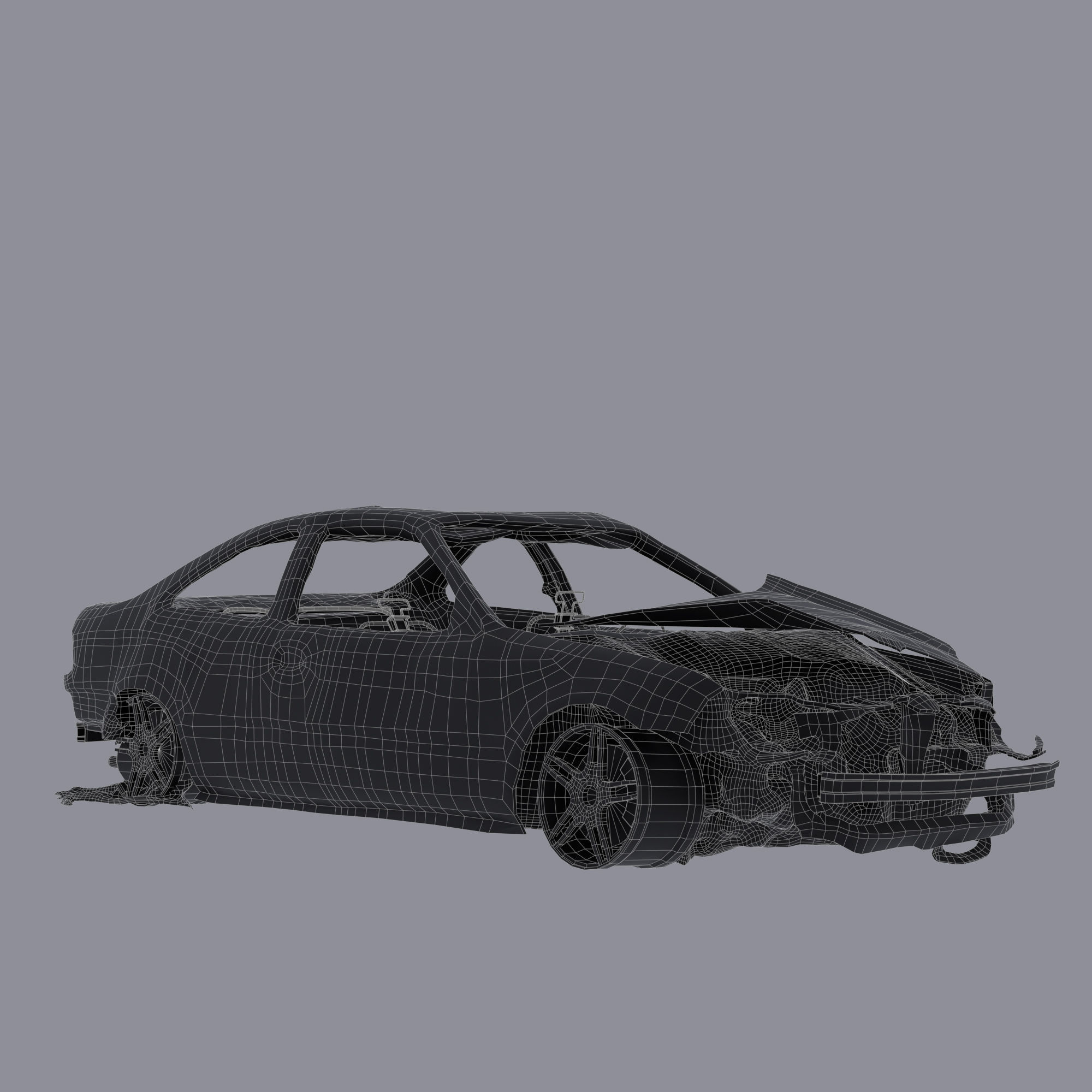 Burnt Car 3D model_9