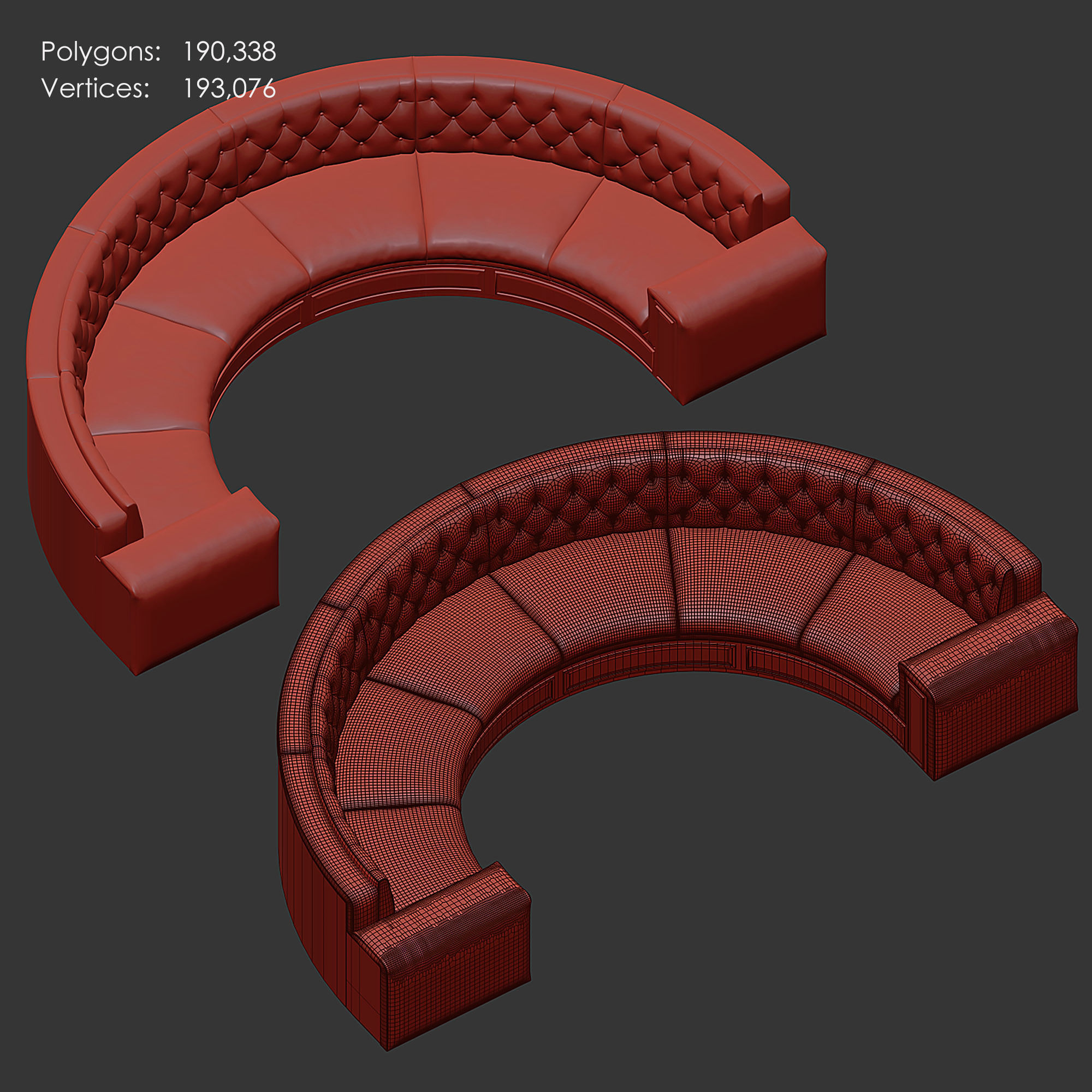 Half Round Seating V2 3D model_5