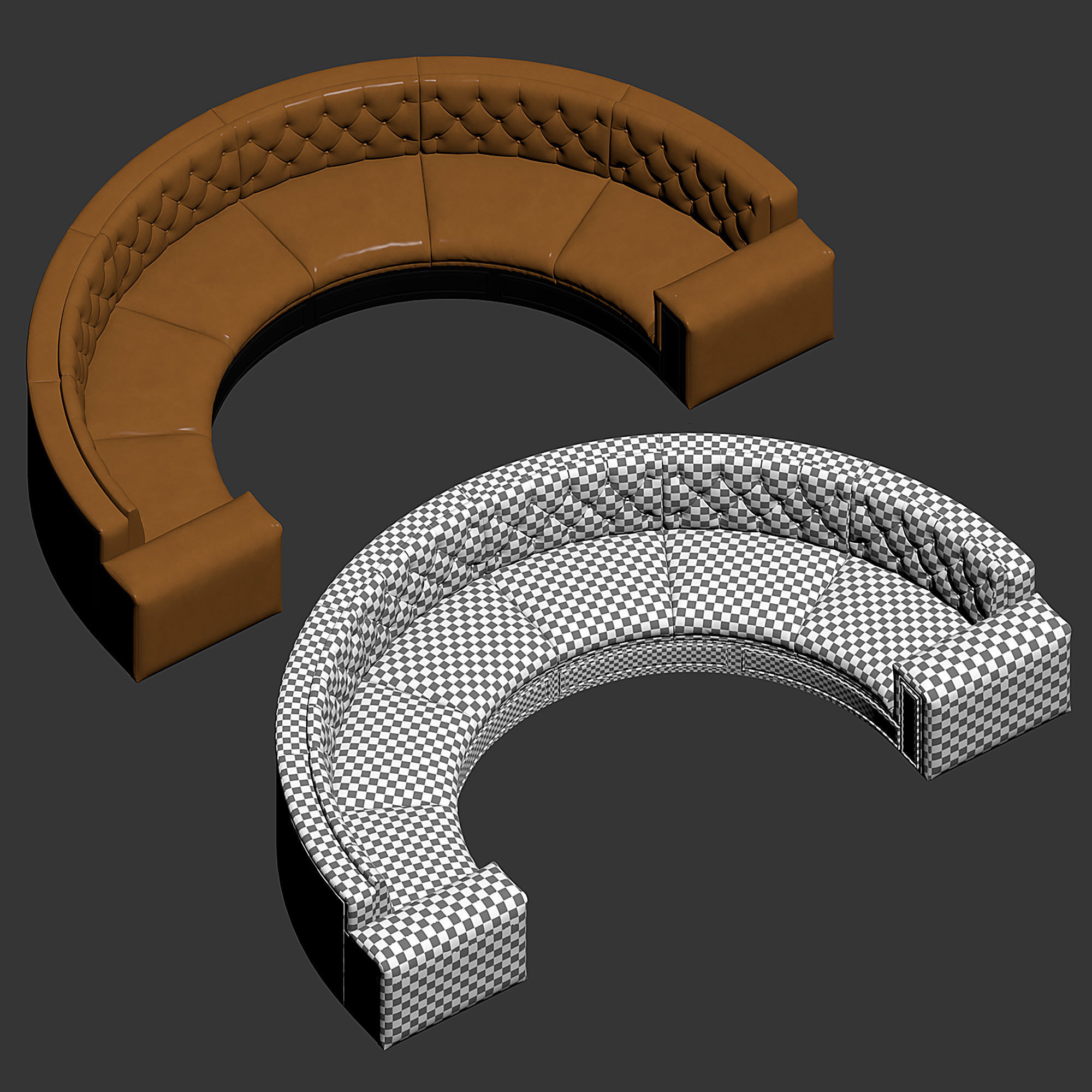 Half Round Seating V2 3D model_4