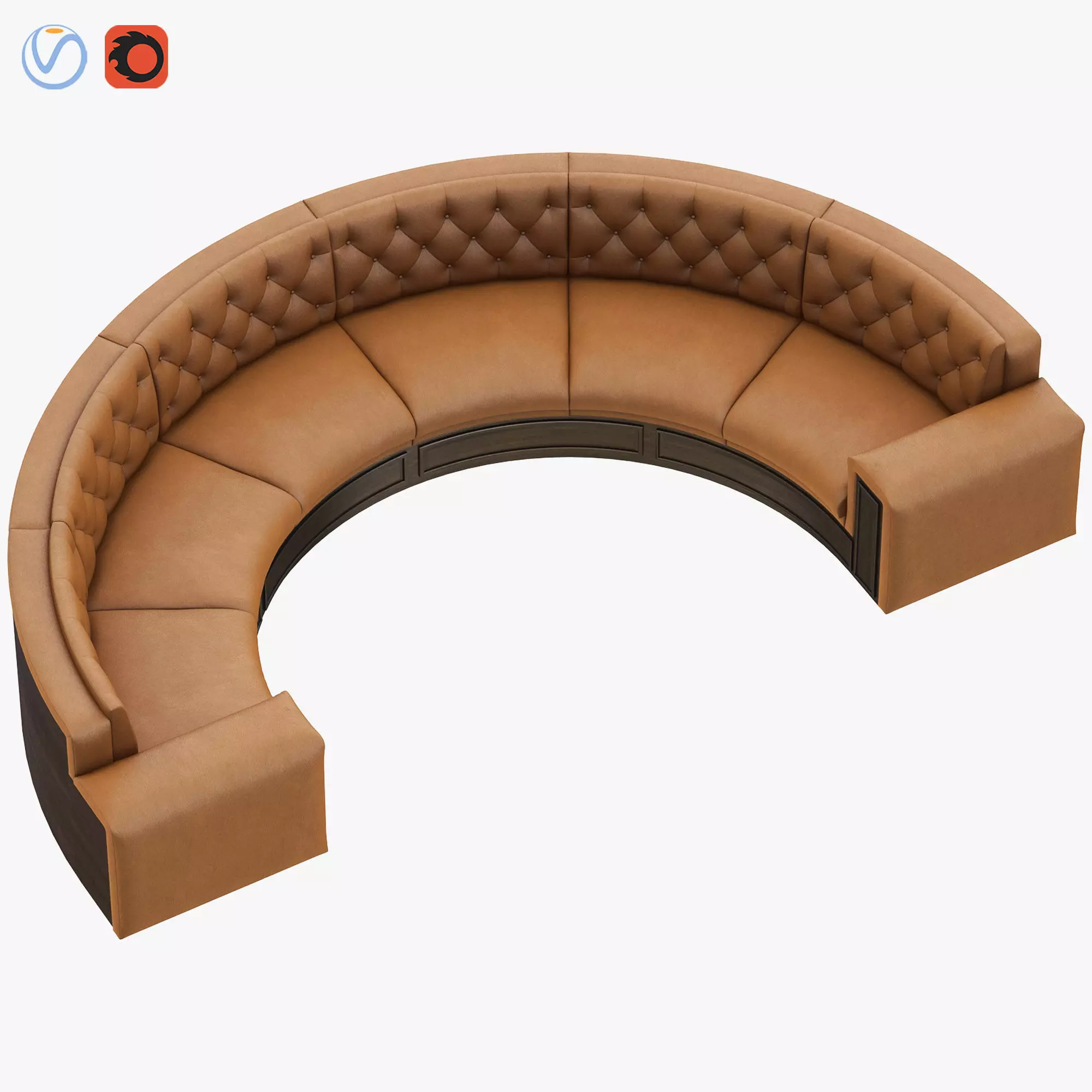 Half Round Seating V2 3D model_0