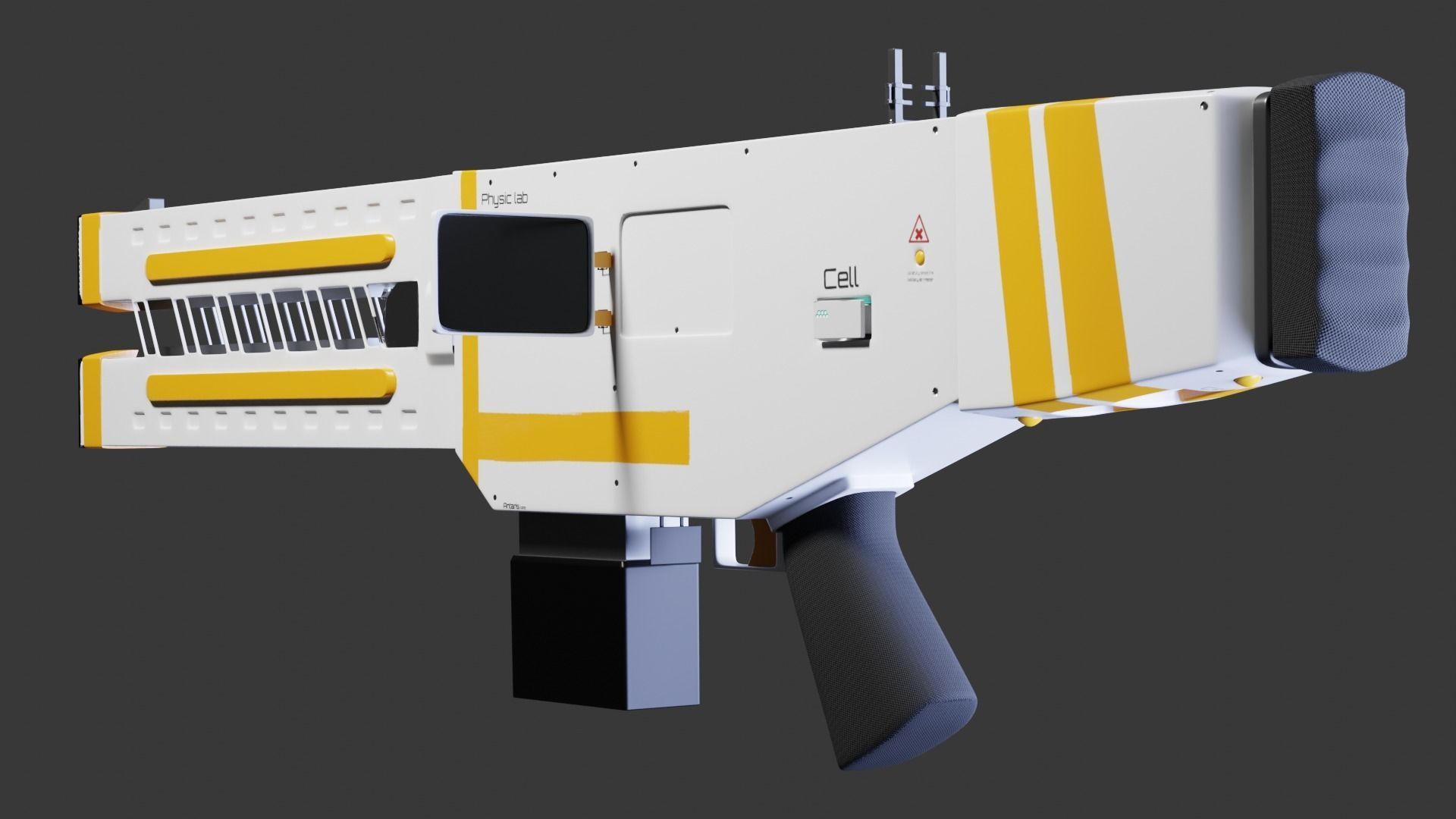 Railgun gun with stripes 3D model_9