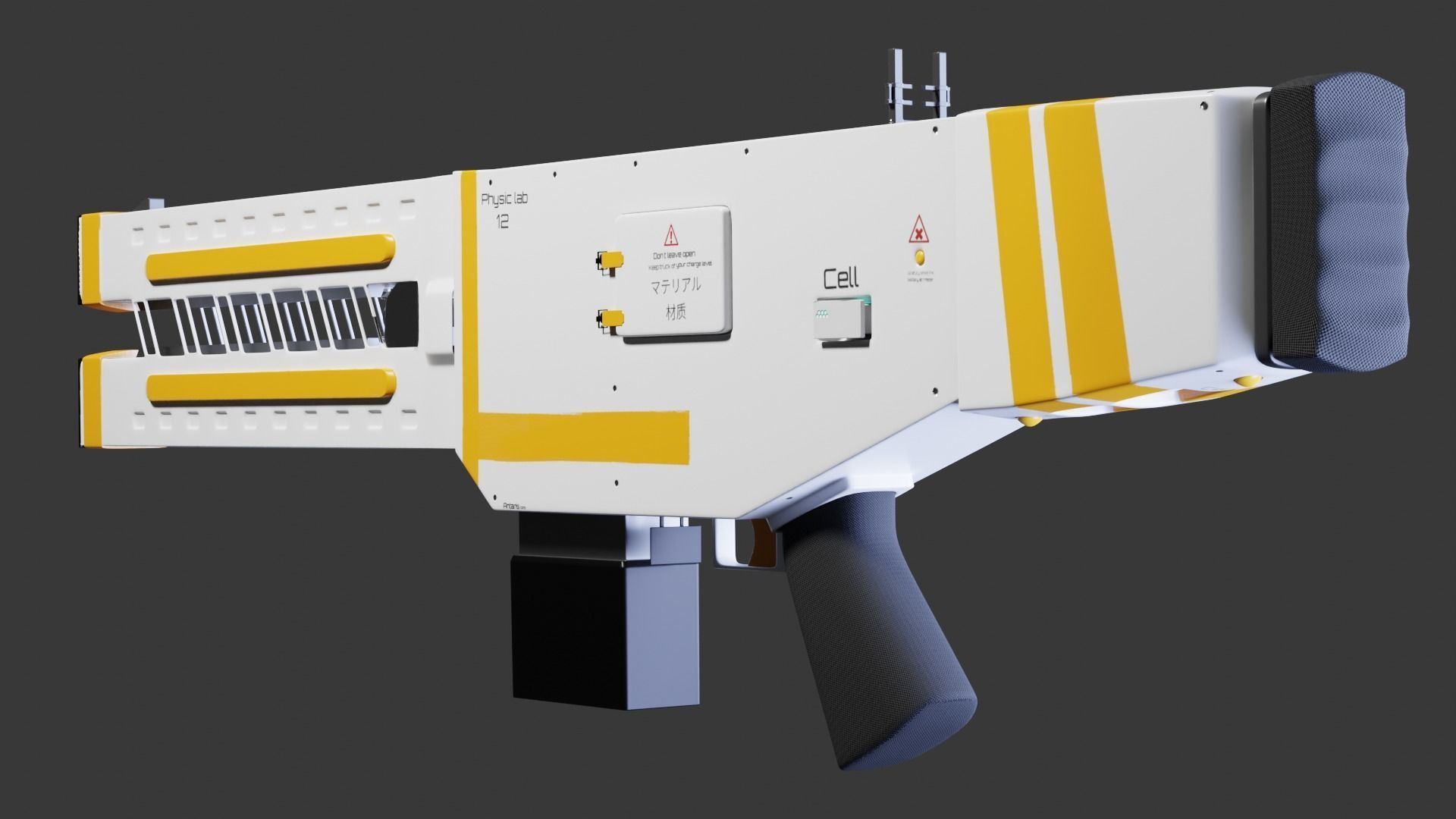 Railgun gun with stripes 3D model_8