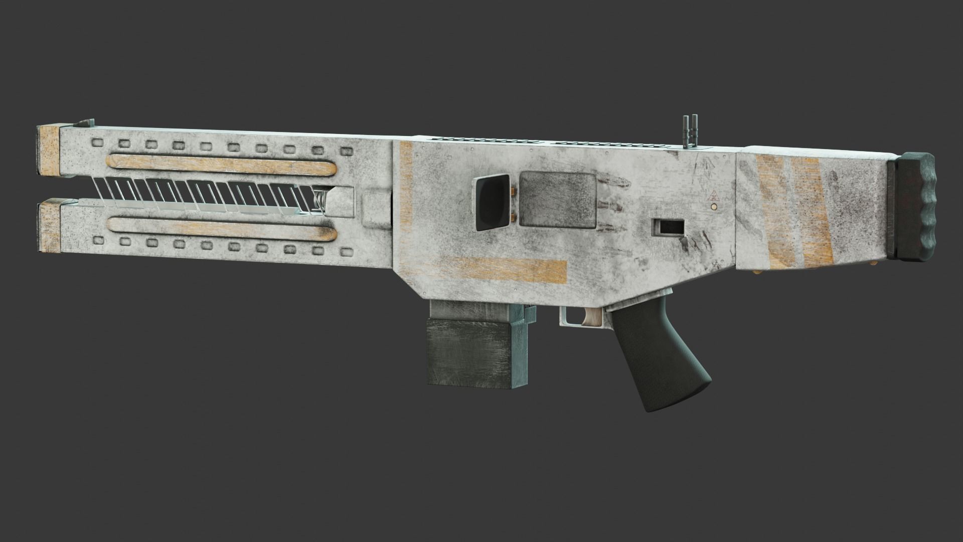 Railgun gun with stripes 3D model_12