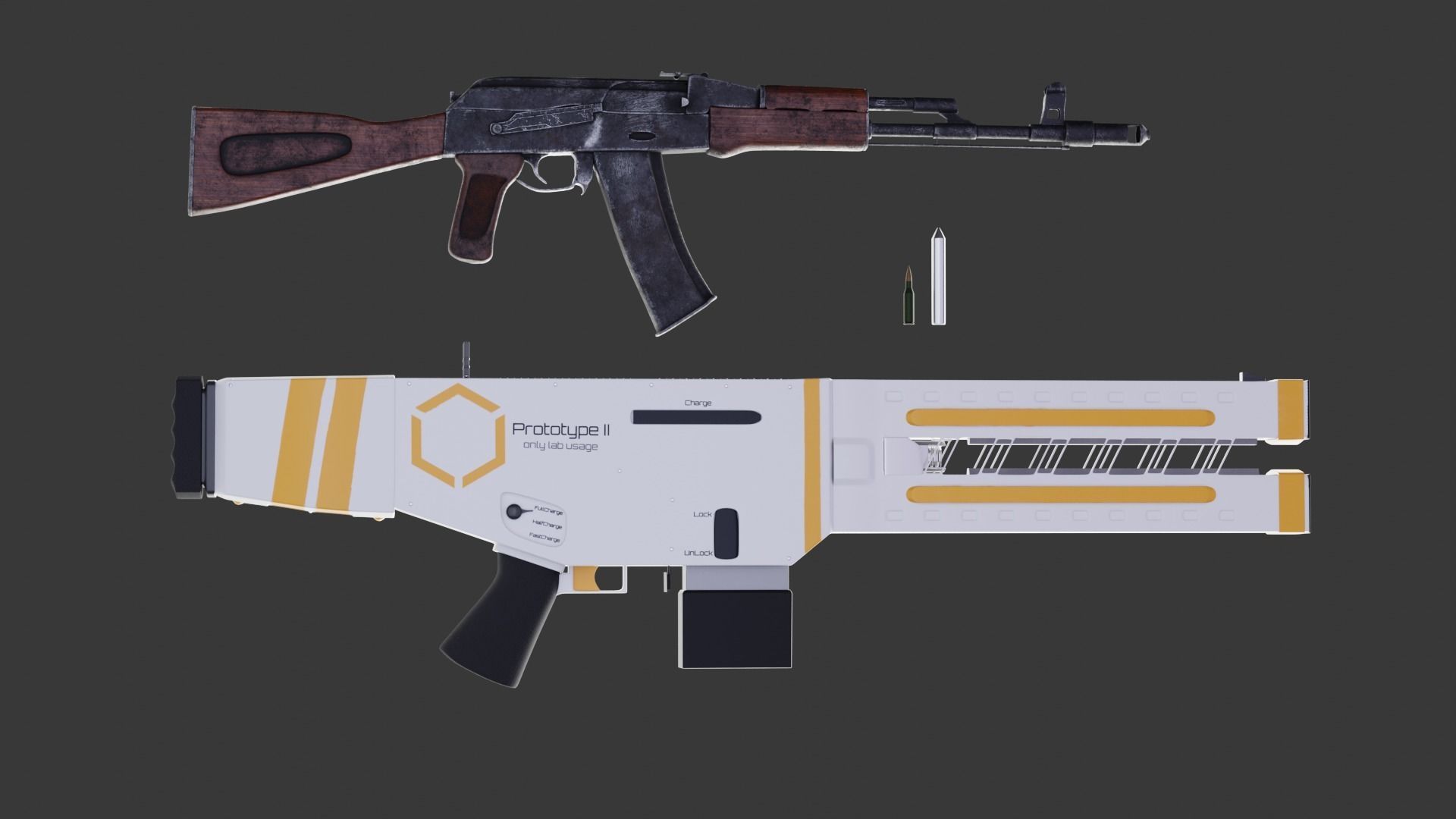 Railgun gun with stripes 3D model_26