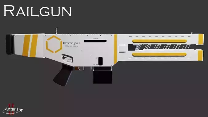Railgun gun with stripes 3D model