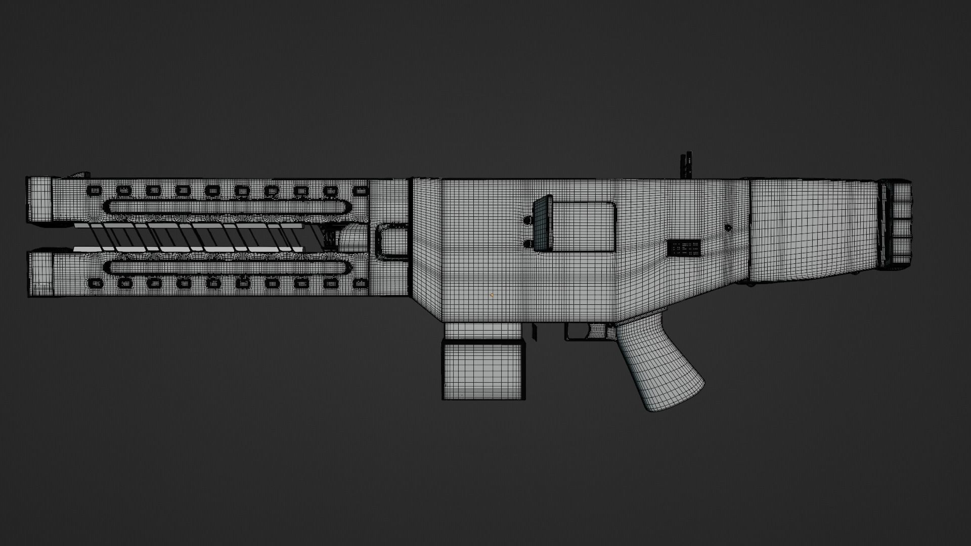 Railgun gun with stripes 3D model_29