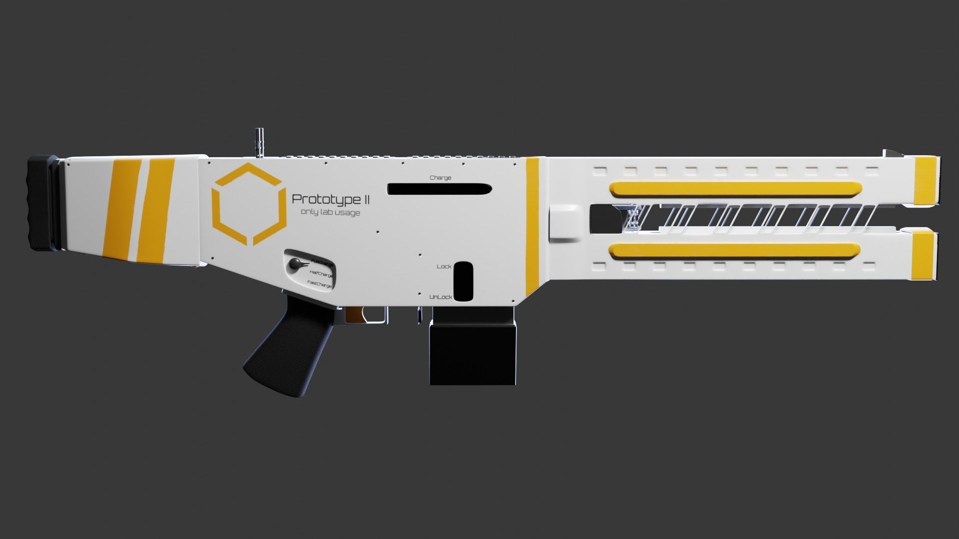 Railgun gun with stripes 3D model_2